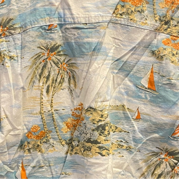 American Eagle Hawaiian Shirt Mens Sz‎ L Button Up Cotton Tropical Beach Sailing - Picture 8 of 8